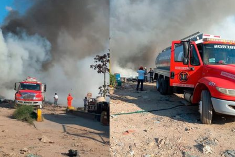 Bomberos combaten incendio en basurero municipal de Valladolid