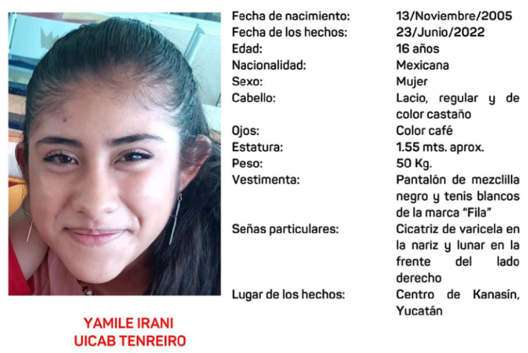 Activan Alerta Amber por desaparición de adolescente en Kanasín