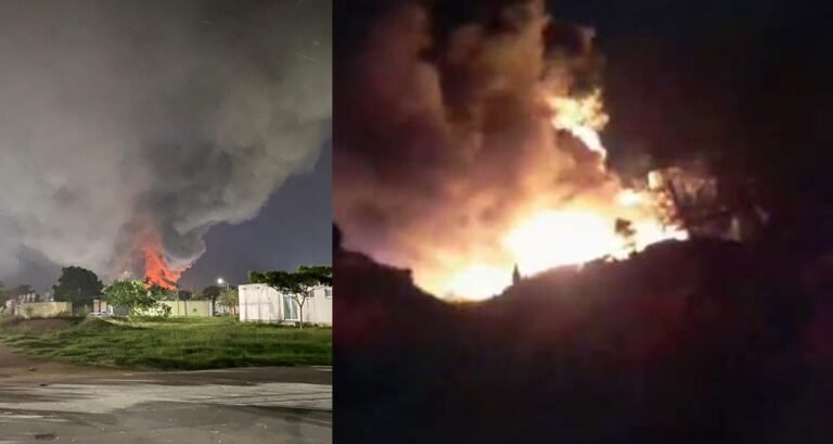 REPORTAN ENORMES COLUMNAS DE FUEGO EN KANASÍN